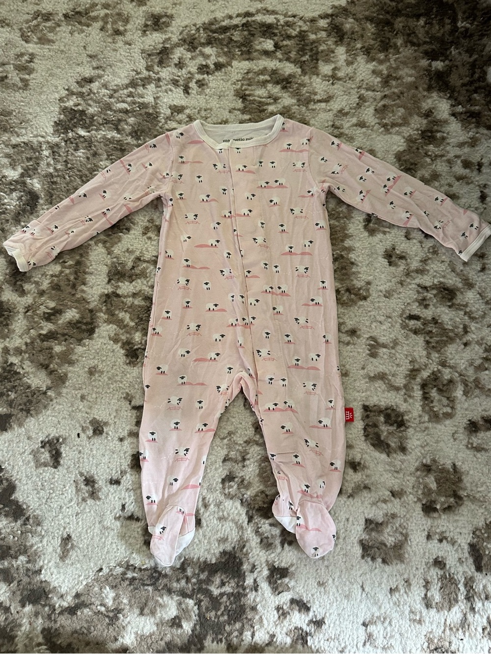 Magnetic Me Pink Footed One-Piece with Sheep Print